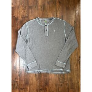 Timberland Thermal Henley Long Sleeve Shirt Mens XXL Gray Waffle Knit Workwear